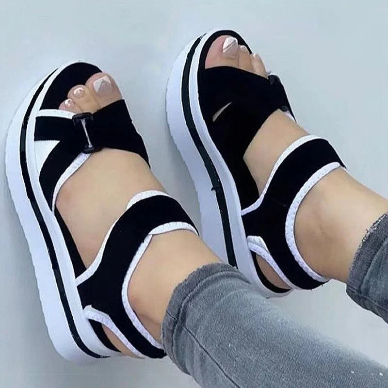Dames Sandalen met Platform en Kruisende Bandjes