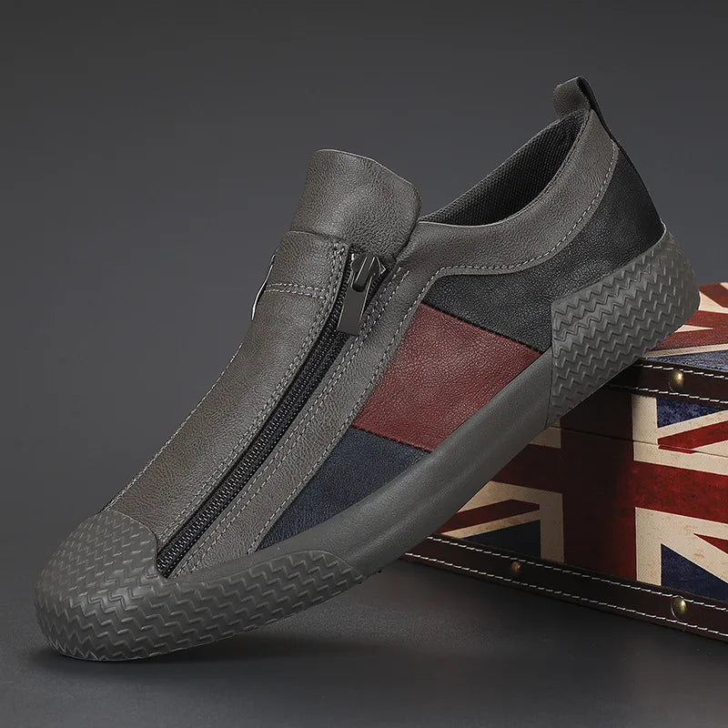 Heren Slip-On Casual Sneakers met Zijrits en Contrastpanelen