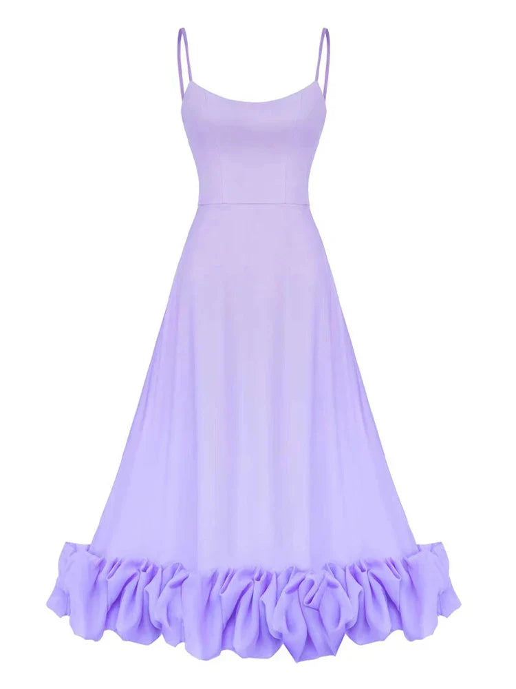 Elegante jurk met spaghettibandjes en ruffles