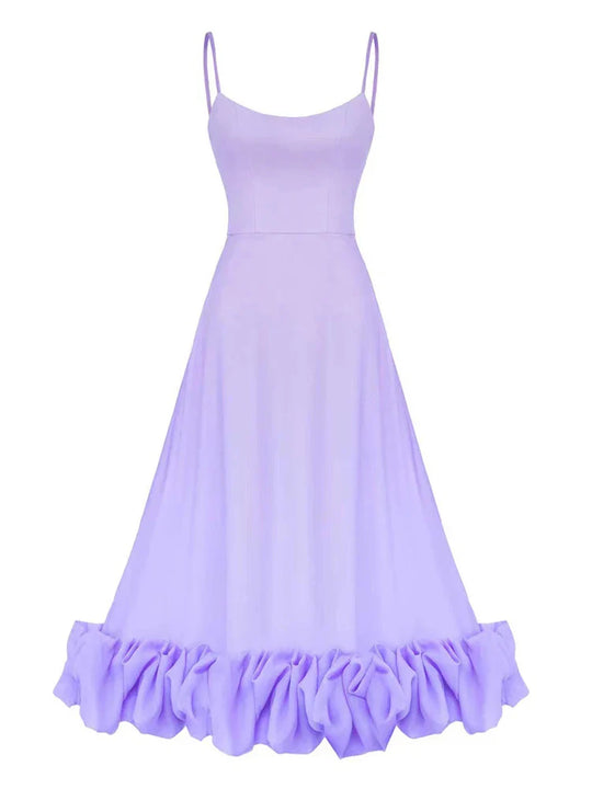 Elegante jurk met spaghettibandjes en ruffles