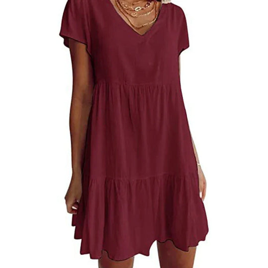 Luchtige Zomer Mini Jurk met V-Hals