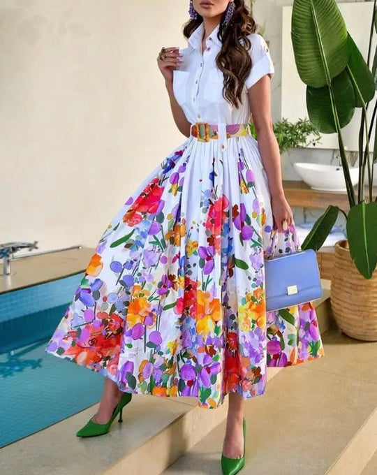 Elegante midi-jurk met bloemenpatroon