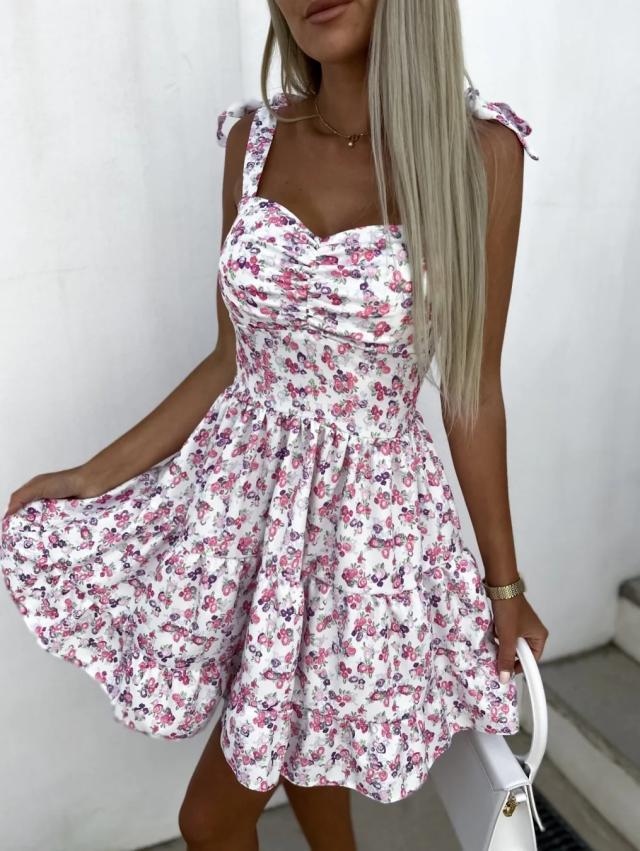 Zomerse Jurk met Bloemen en Bindbandjes