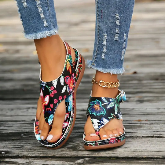 Dames Orthopedische Sandalen met Bloemenpatroon