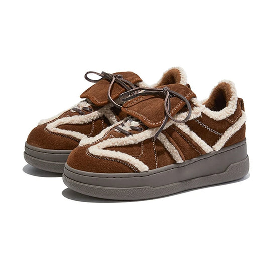 Vrouwen | Winter Sneakers | Fleece-Gevoerd | Echte Leer Look | Antislip Flats