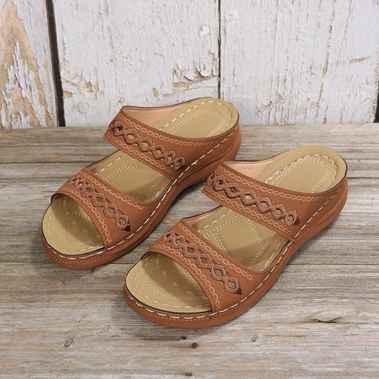 Dames Ortopedische Instap Sandalen met Borduursel