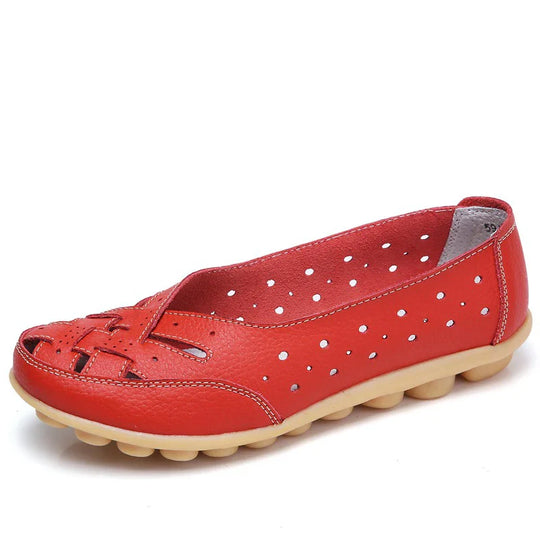 Dames orthopedische leren ballerina's – comfortabele open schoenen voor dagelijks gebruik