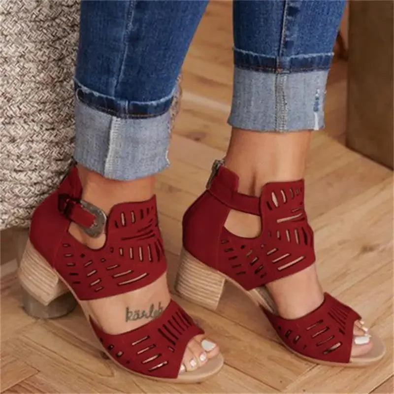 Dames Sandalen met Hak en Ażurower Patroon