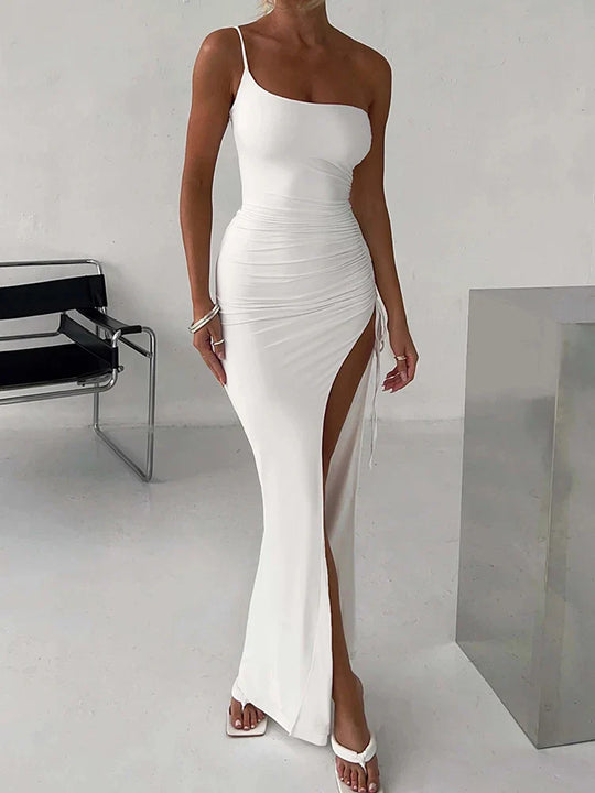 Dames Maxi Jurk Eén Schouder met Asymmetrische Splits