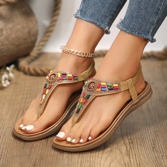 Dames Boho Sandalen met Kleurige Kralen