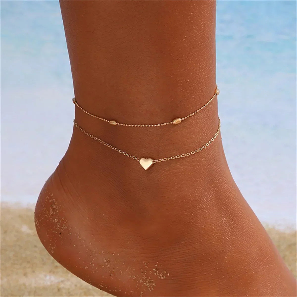 Enkelbandje met hartdetail van zinklegering – Dames