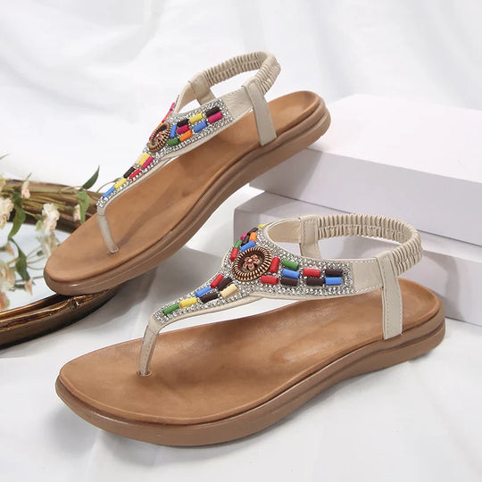 Dames Boho Sandalen met Kleurige Kralen