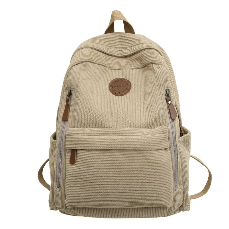 Corduroy Rugzak voor Studenten – Grote Capaciteit – Unisex Schoudertas voor School, Reizen en Dagelijks Gebruik