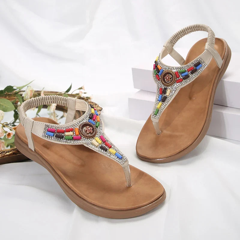 Dames Boho Sandalen met Kleurige Kralen