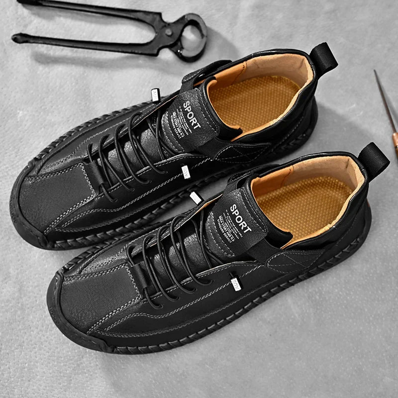 Heren Casual Wandelsneakers met Moc Stitching en Grip Buitenzool