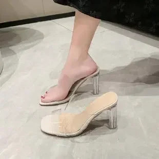 Doorzichtige dames sandalen met hak