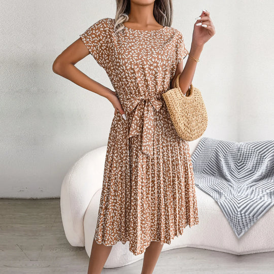 Dames Midi Jurk met Bloemenpatroon en Ceintuur
