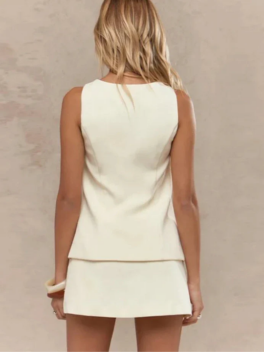 Tiana | Classy Set | Mouwloos Gilet | Korte Rok | Modieus | Comfortabel | Elegant