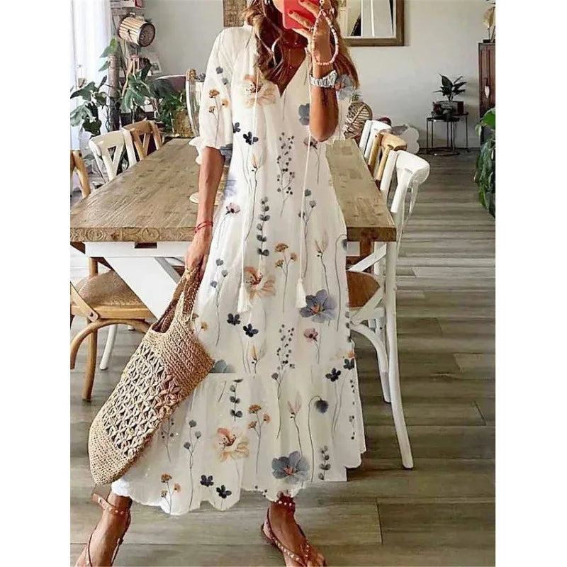 Luchtige Dames Maxi Jurk met Bloemenpatroon