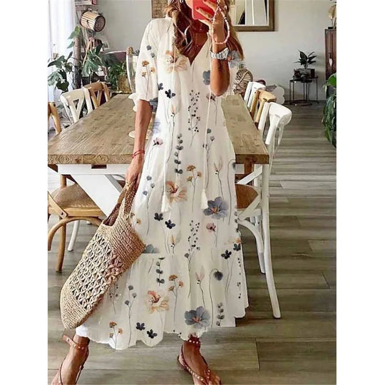 Luchtige Dames Maxi Jurk met Bloemenpatroon