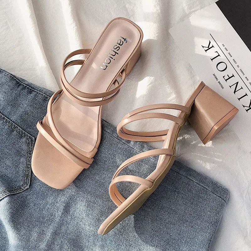 Dames Elegante Sandalen met Hakken en Doorzichtige Bandjes