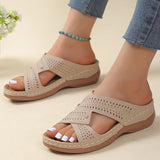 Dames Orthopedische Sandalen met Perforatie en Kruisende Bandjes