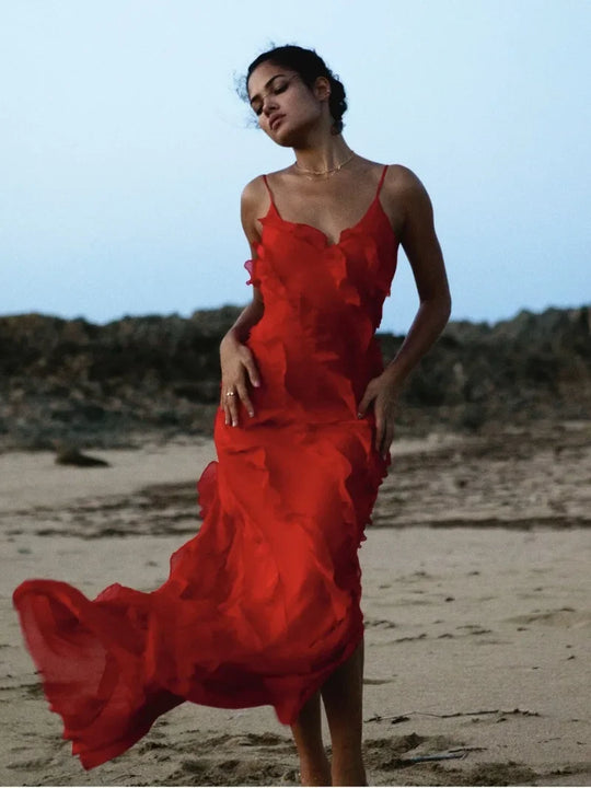 Elegante Avondjurk met Ruchende Ruffles