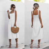 Zomer Midi Jurk met Vierkante Hals
