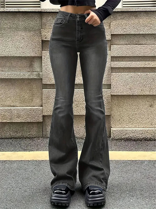 Dames hoge taille jeans flared