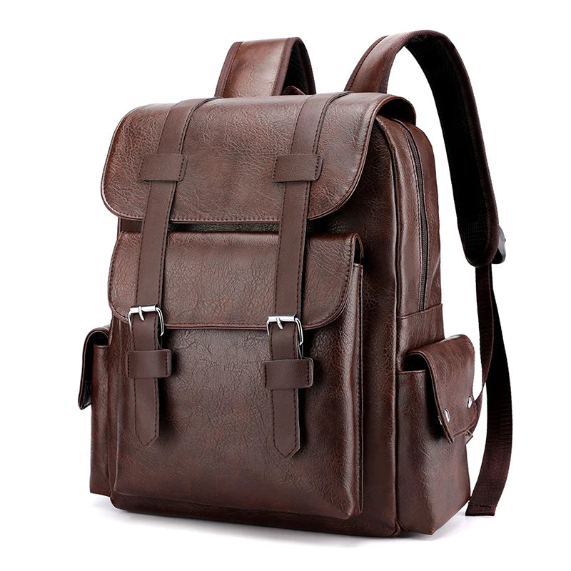 PU-Lederen Rugzak voor Heren – Grote Laptop Rugzak – Schooltas voor Jongens & Tieners