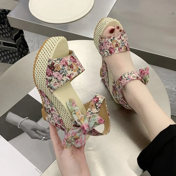 Dames Sandalen met Sleehak en Kant en Veters