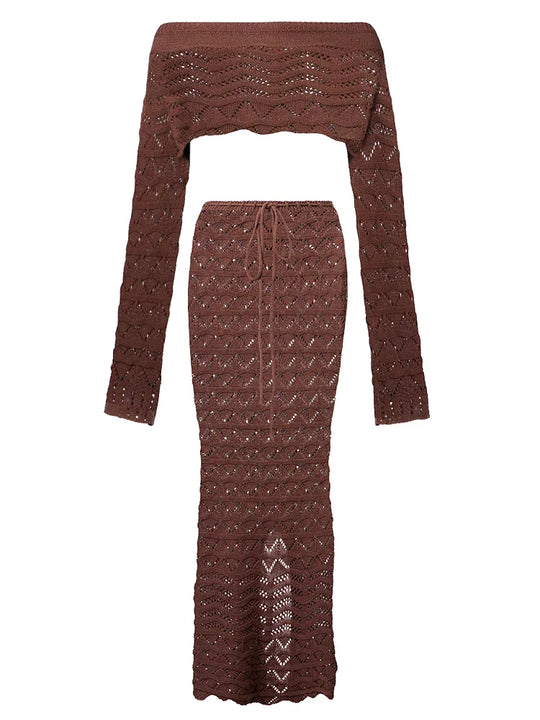 Aleia | Schattige Set | Gevlochten Details | Lange Rok | Crop Top | Modieus