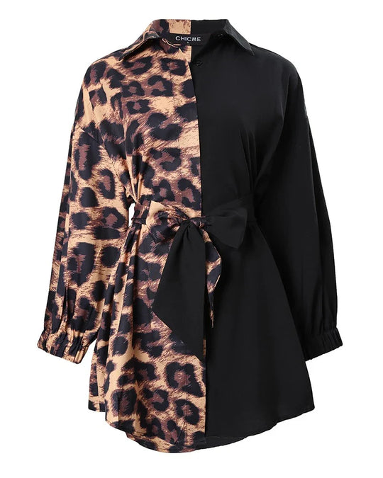 Modieuze Mini-jurk met Panterprint Accent