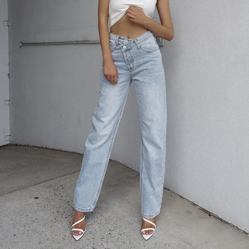 Dames Klassieke Rechte Jeans in Licht Kleur