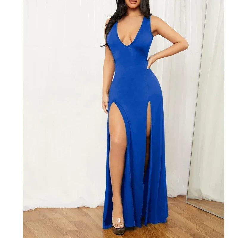Dames elegante maxi jurk met diepe split