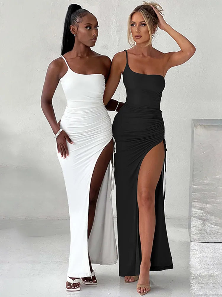 Dames Maxi Jurk Eén Schouder met Asymmetrische Splits