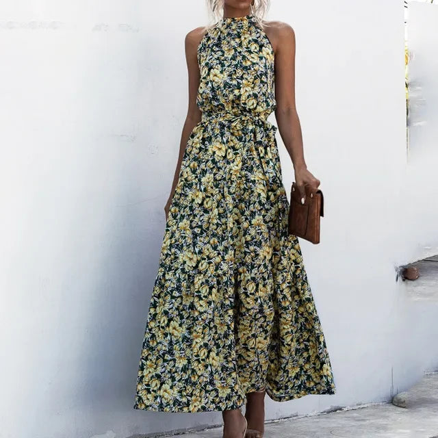 Dames Zomer Maxi Jurk met Bloemenpatroon
