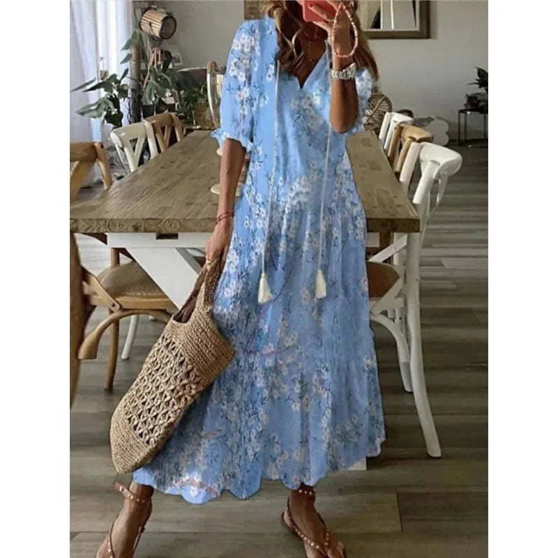 Luchtige Dames Maxi Jurk met Bloemenpatroon