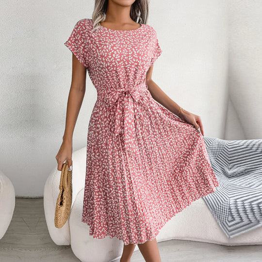 Dames Midi Jurk met Bloemenpatroon en Ceintuur