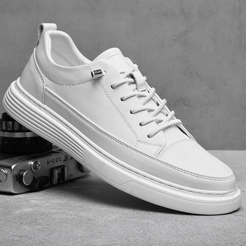 Heren Lage Sneakers met Tonale Stiksels en Vetersluiting