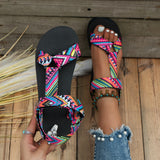Kleurige dames sandalen in etnische stijl