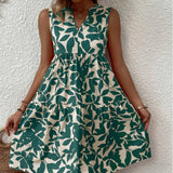 Zomerjurk met plantenprint en zonder mouwen