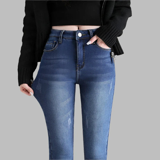 Dames verwarmde jeans voor de winter