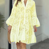 Ażurowe jurk in boho-stijl met brede mouwen