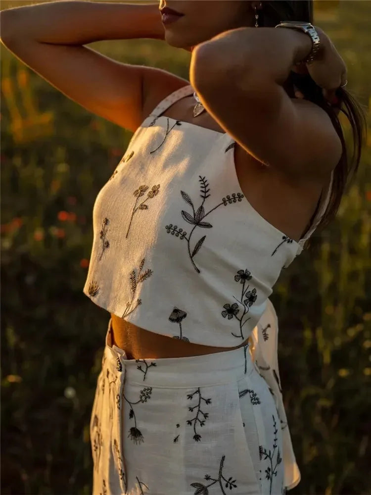 Dames | 2-delige Set | Mouwloze Top | Lange Rok | Stijlvol | Chic | Bloemenprint