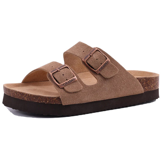 Orthopedische sandalen met kurken zool en twee banden