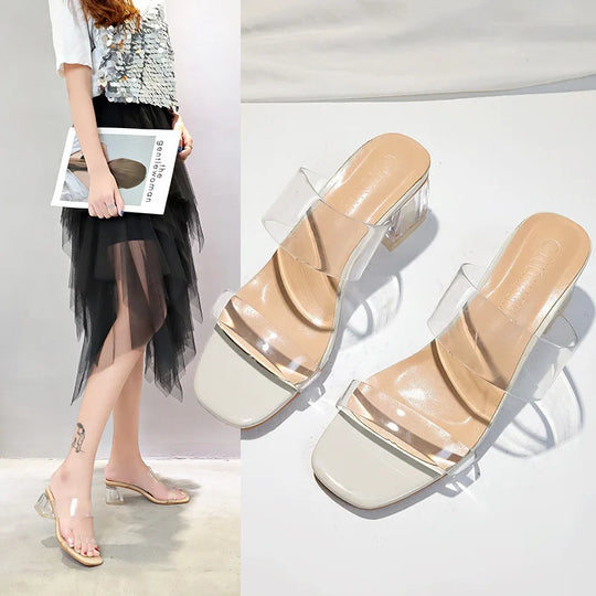 Transparante sandalen met hak