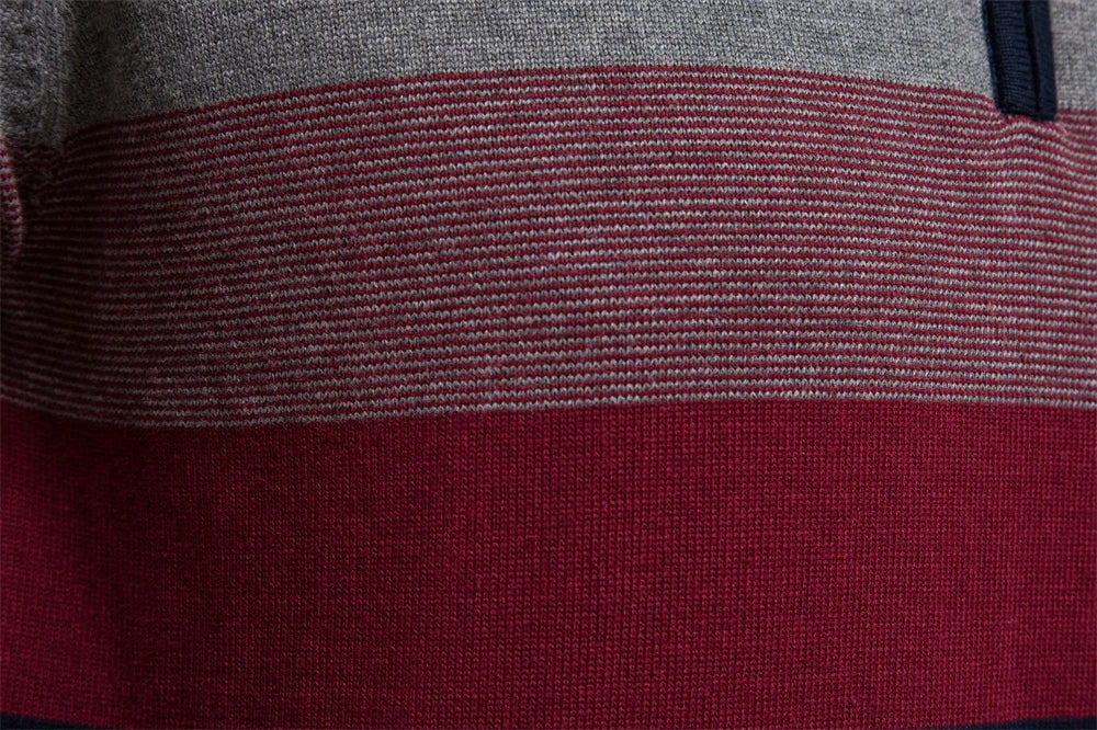 Heren Gestreepte Quarter-Zip Trui met Modern Slim Fit Ontwerp