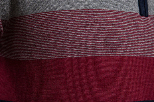 Heren Gestreepte Quarter-Zip Trui met Modern Slim Fit Ontwerp