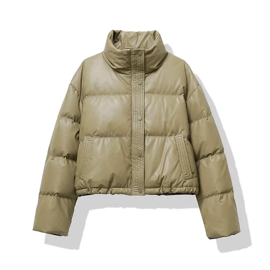 Dames Puffer Jacket | Opstaande Kraag | Kort Gequilte Ontwerp
